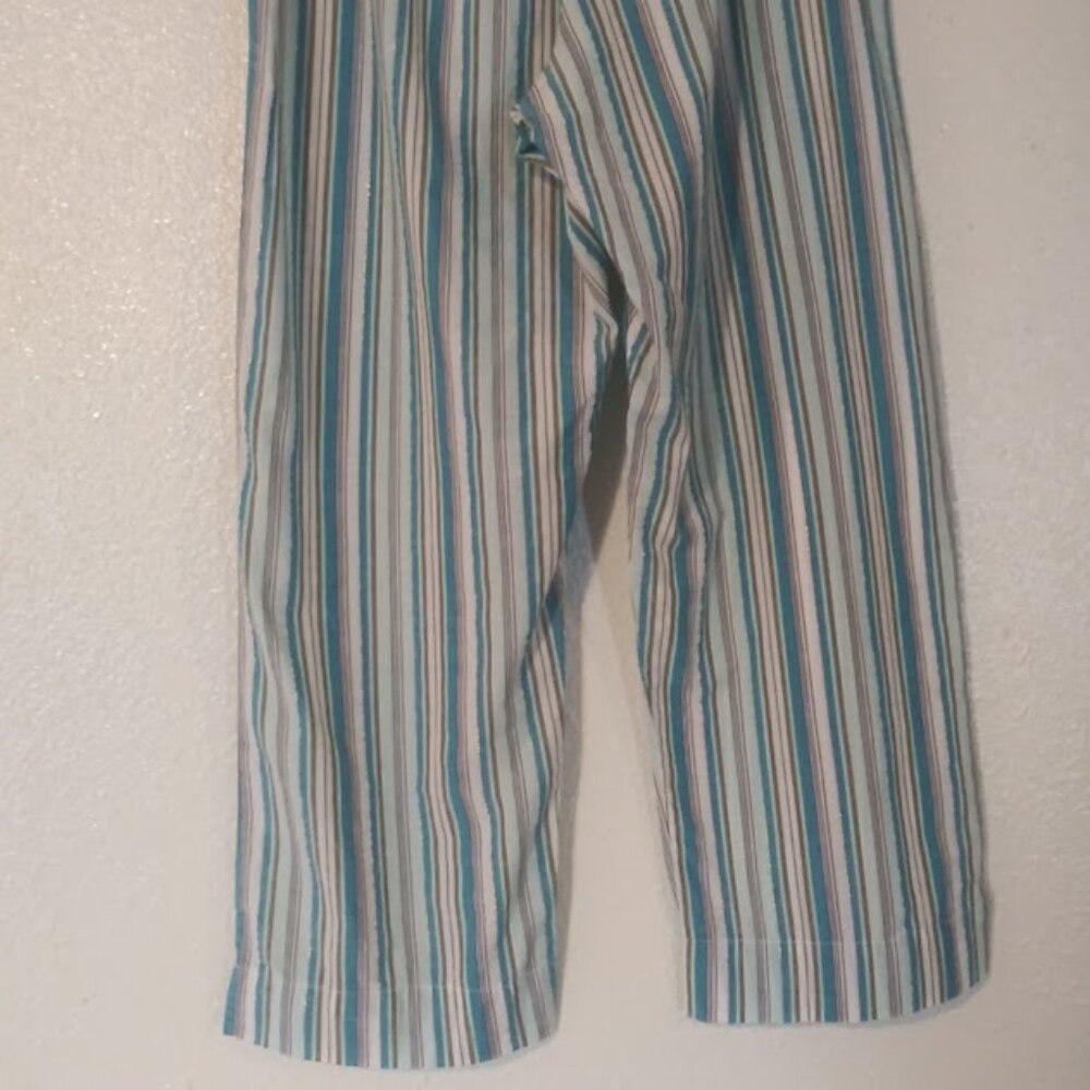 Secret Treasures women's size M (8-10) white, blue and green striped woven pants - Picture 6 of 12